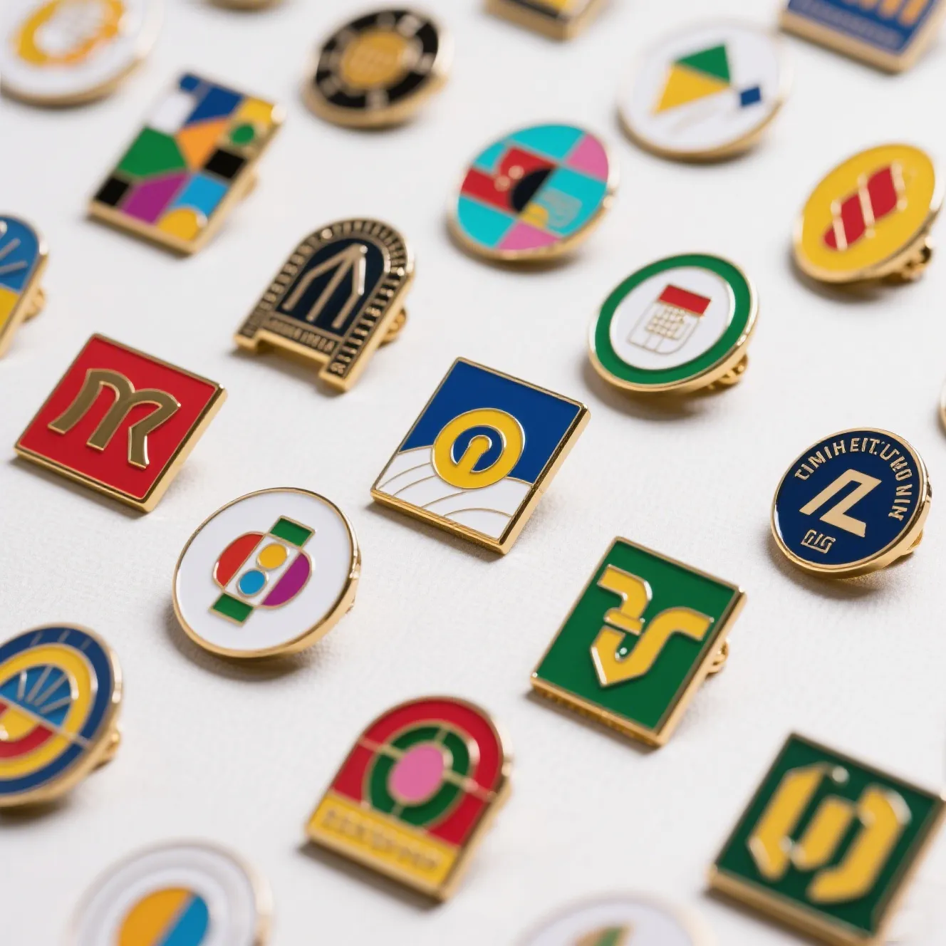 A stunning collection of customized metal enamel pin designs with personalized artwork for branding and gifts
