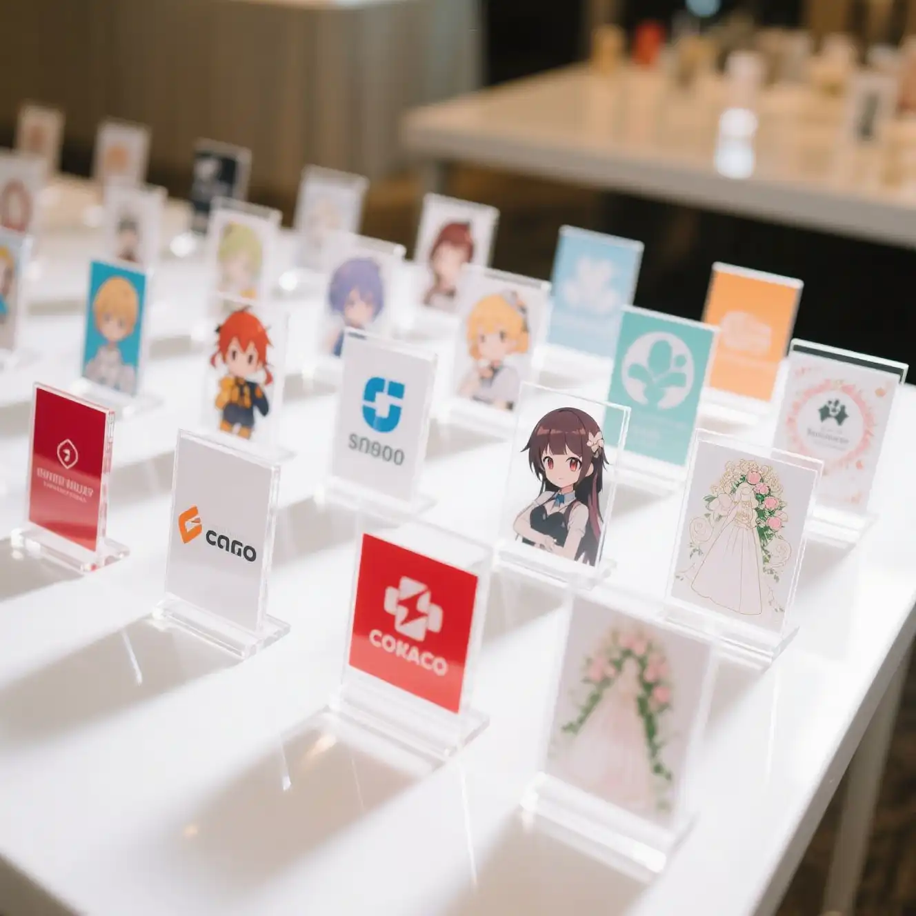 acrylic stands custom for anime, branding, and events