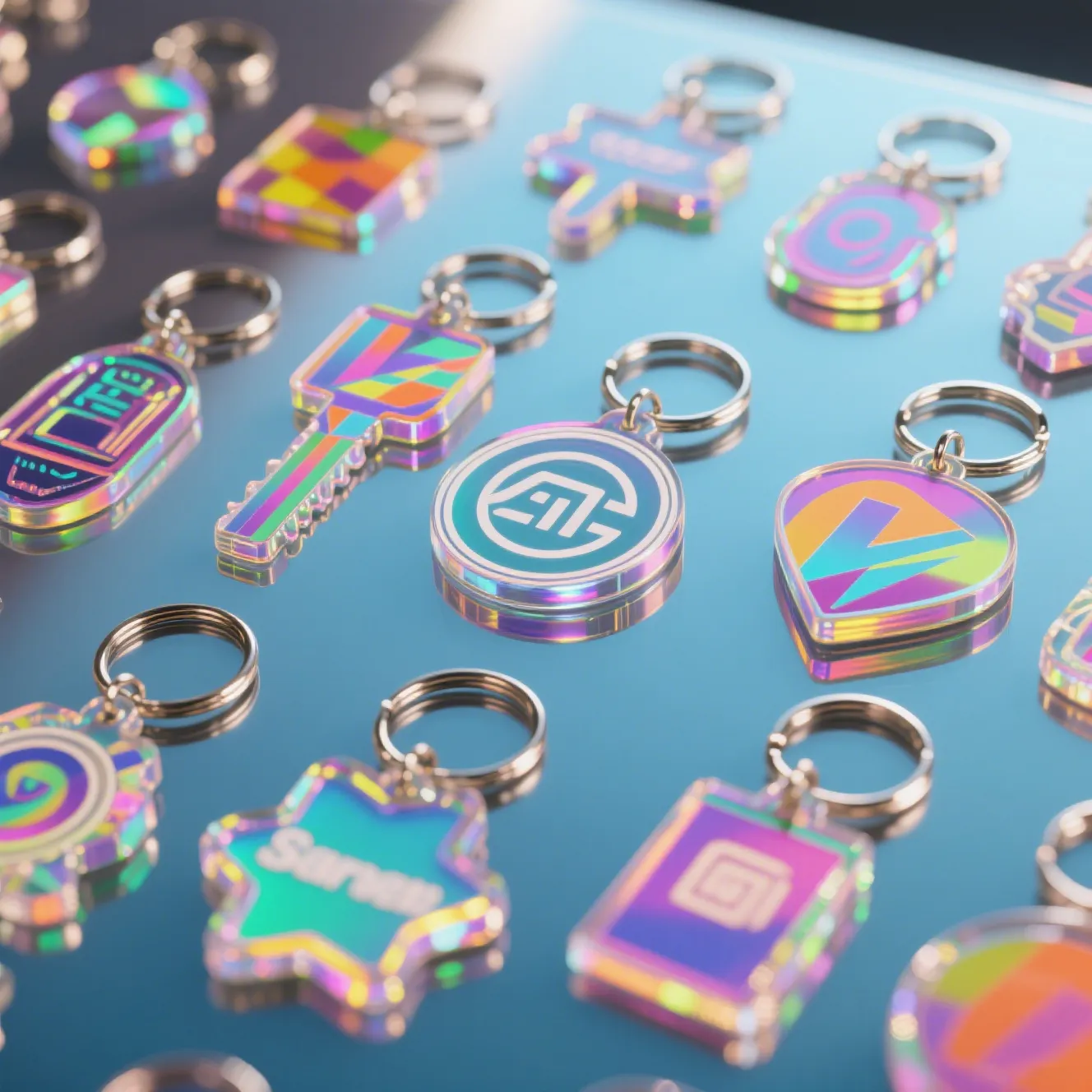 A stunning collection of hologram keychain designs with mesmerizing holographic effects