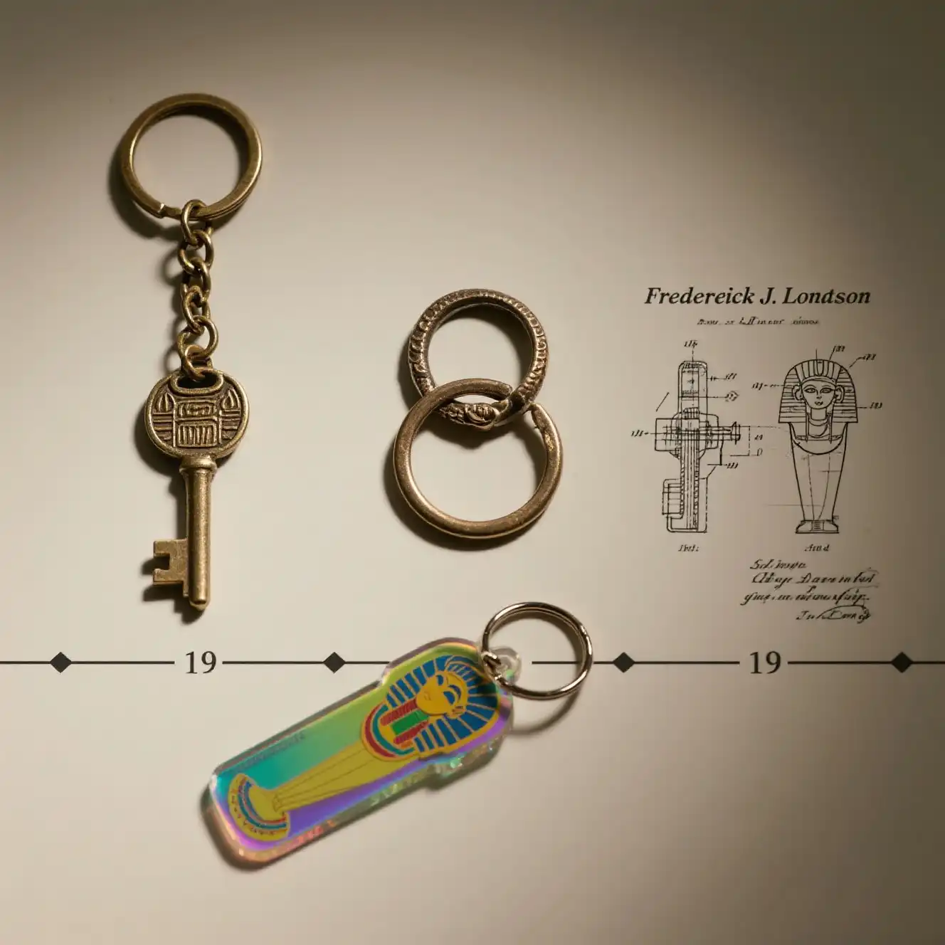 who invented keychains timeline display