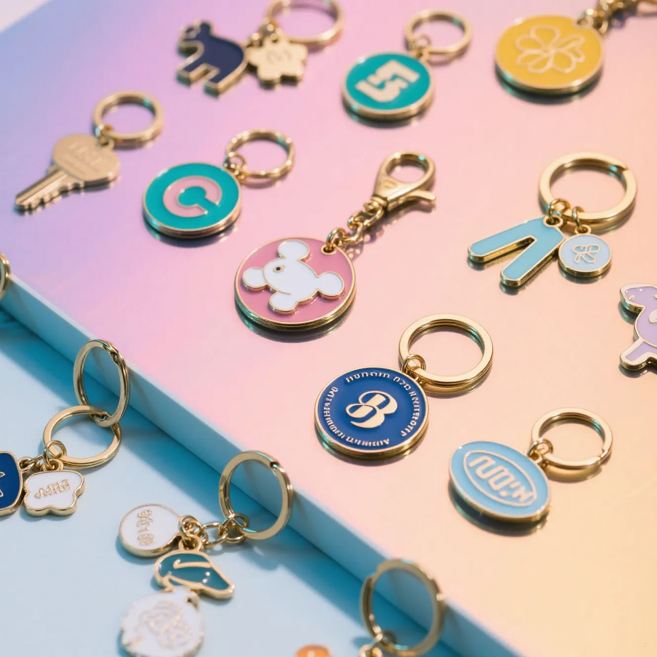 A stunning collection of personalized charm holder keychain designs with unique charms